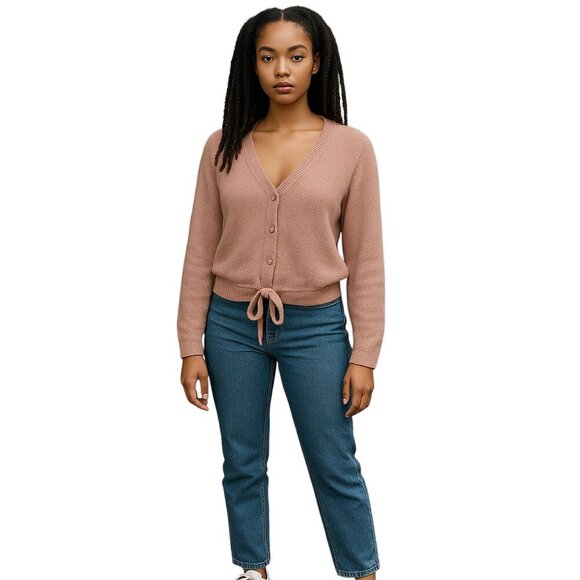 Olivia Sky Sweaters - Olivia Skye Fuzzy Soft Cardigan Sweater Tie Front Ladies XL Quiet Luxury Cozy